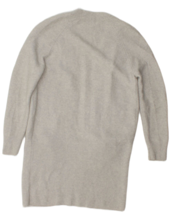 The White Company Womens Longline Open Cardigan Sweater UK 6 XS Grey Wool