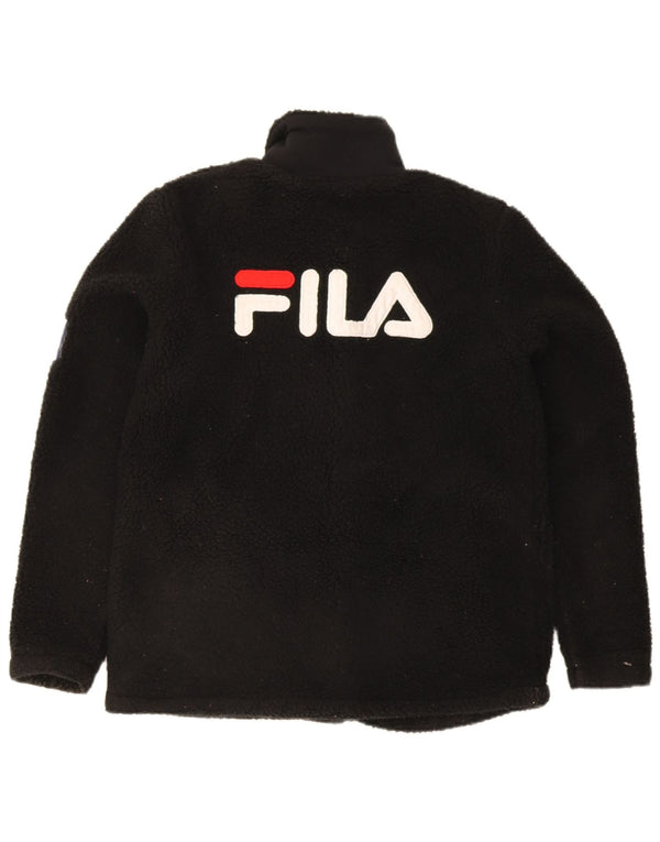 Fila Womens Graphic Fleece Jacket UK 10 Small Black Polyester