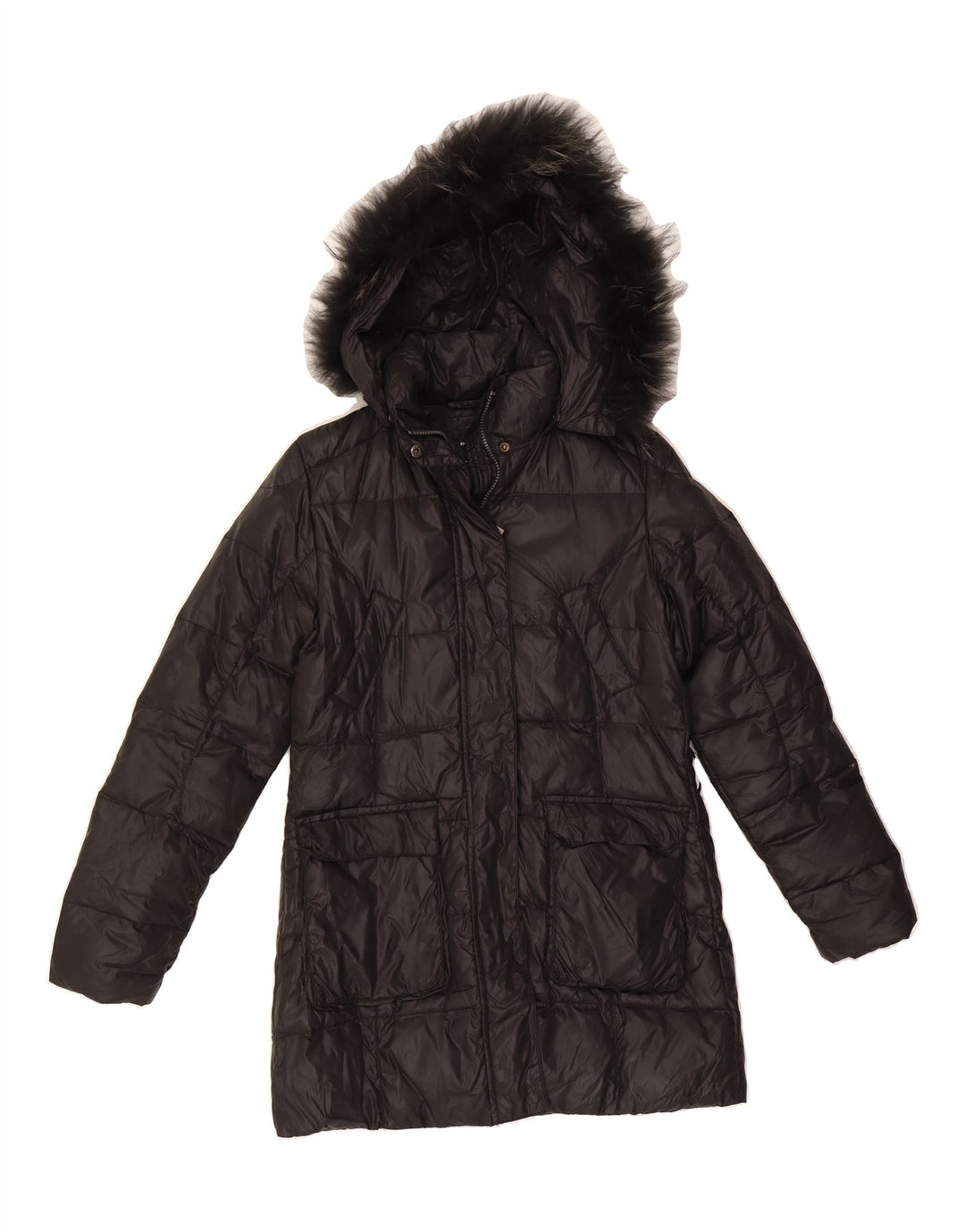 DON GIL Womens Hooded Padded Coat UK 10 Small Black Polyester Vintage Don Gil and Second-Hand Don Gil from Messina Hembry 