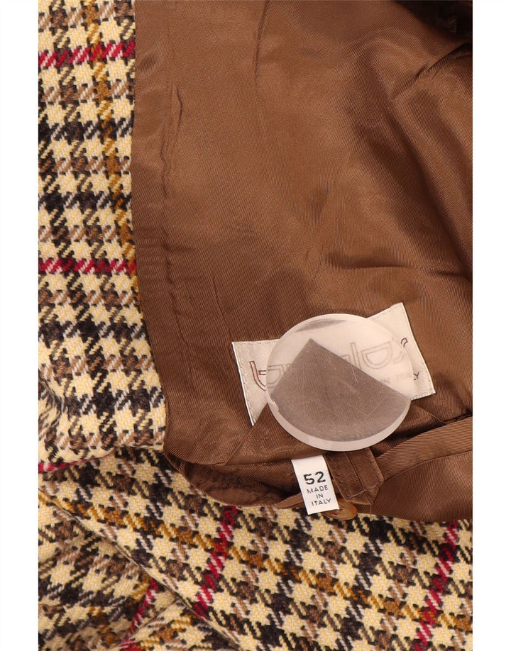 BYBLOS Mens 2 Button Blazer Jacket IT 52 XL Beige Houndstooth Wool