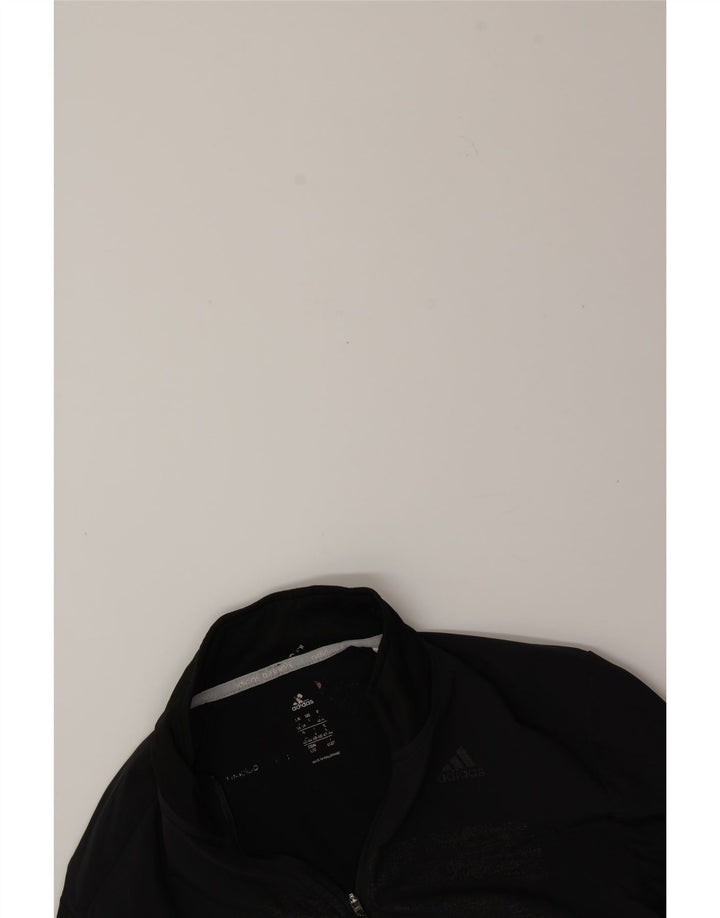 ADIDAS Womens Graphic Zip Neck Pullover Tracksuit Top UK 16/18 Large Black Vintage Adidas and Second-Hand Adidas from Messina Hembry 