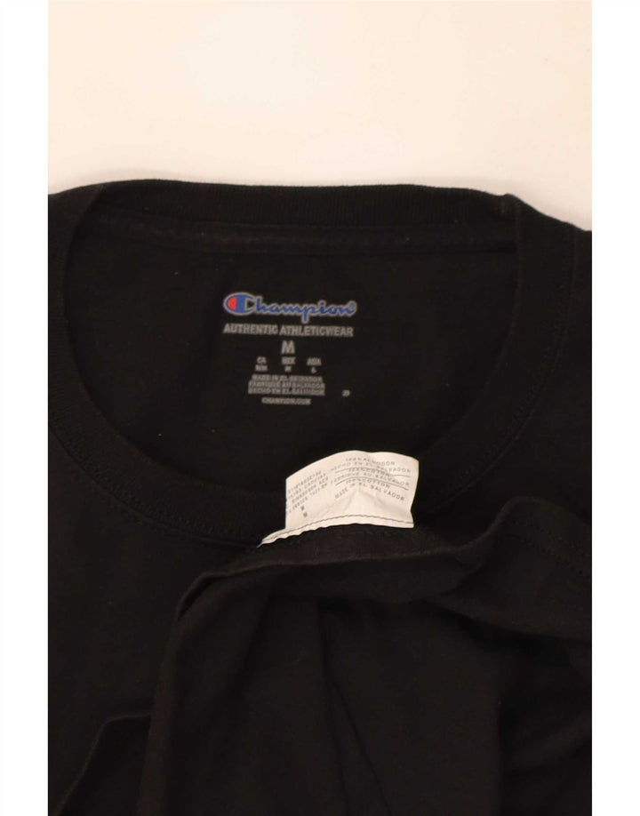 Champion Mens T-Shirt Top Medium Black Cotton