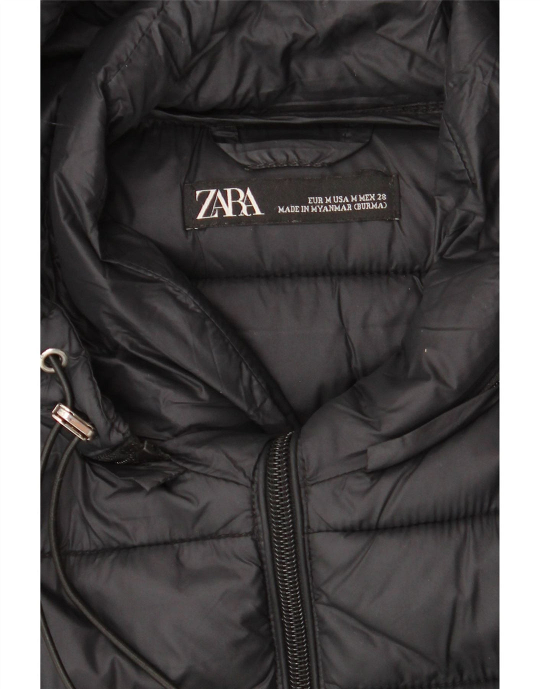 ZARA Womens Hooded Padded Jacket UK 14 Medium Black Nylon Vintage Zara and Second-Hand Zara from Messina Hembry 