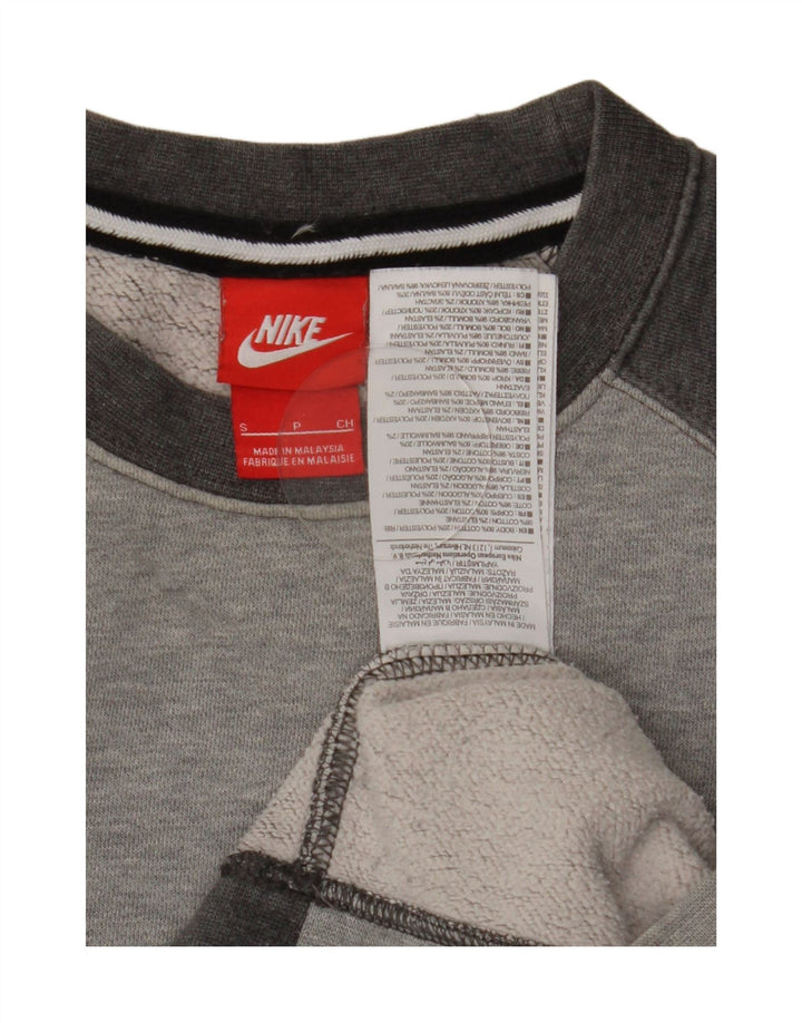Nike Mens Sweatshirt Jumper Small Grey Colourblock Cotton