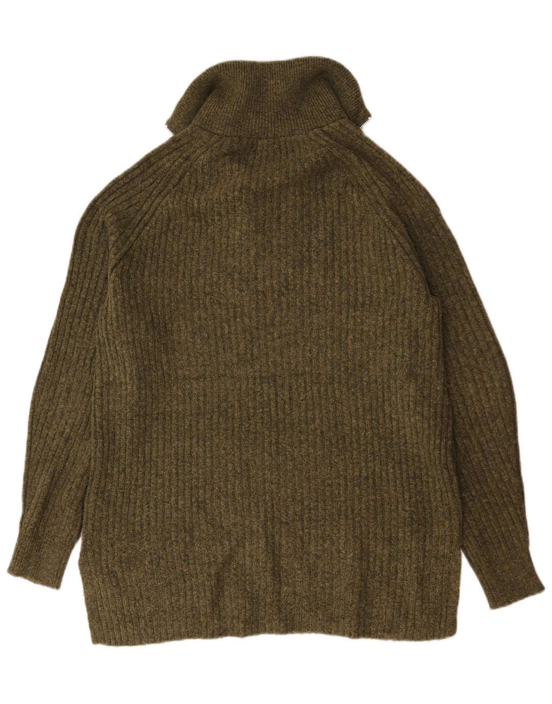 Marks & Spencer Mens Zip Neck Jumper Sweater Medium Khaki Acrylic