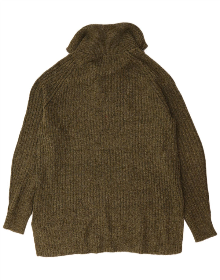 Marks & Spencer Mens Zip Neck Jumper Sweater Medium Khaki Acrylic