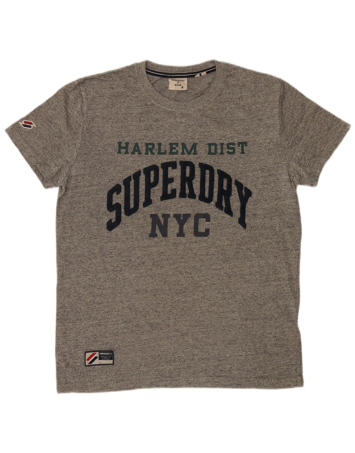 Superdry Mens Graphic T-Shirt Top Medium Grey Flecked Cotton