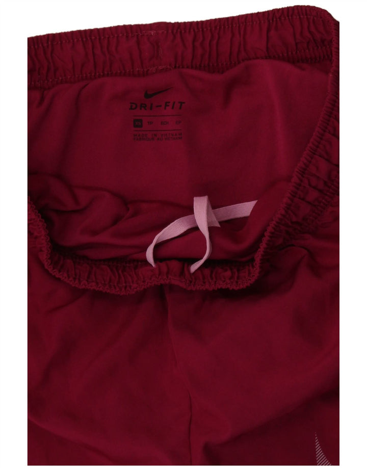 NIKE Womens Dri Fit Sport Shorts UK 6 XS  Maroon Colourblock