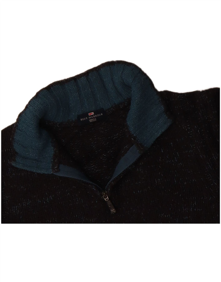 MARKS & SPENCER Mens Blue Harbour Zip Neck Jumper Sweater Large Navy Blue