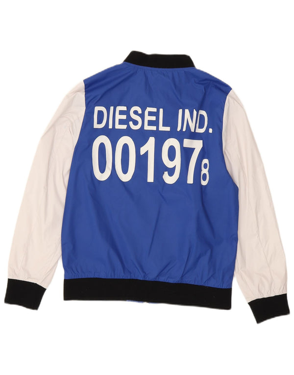Diesel Boys Graphic Bomber Jacket 11-12 Years Blue Colourblock Nylon