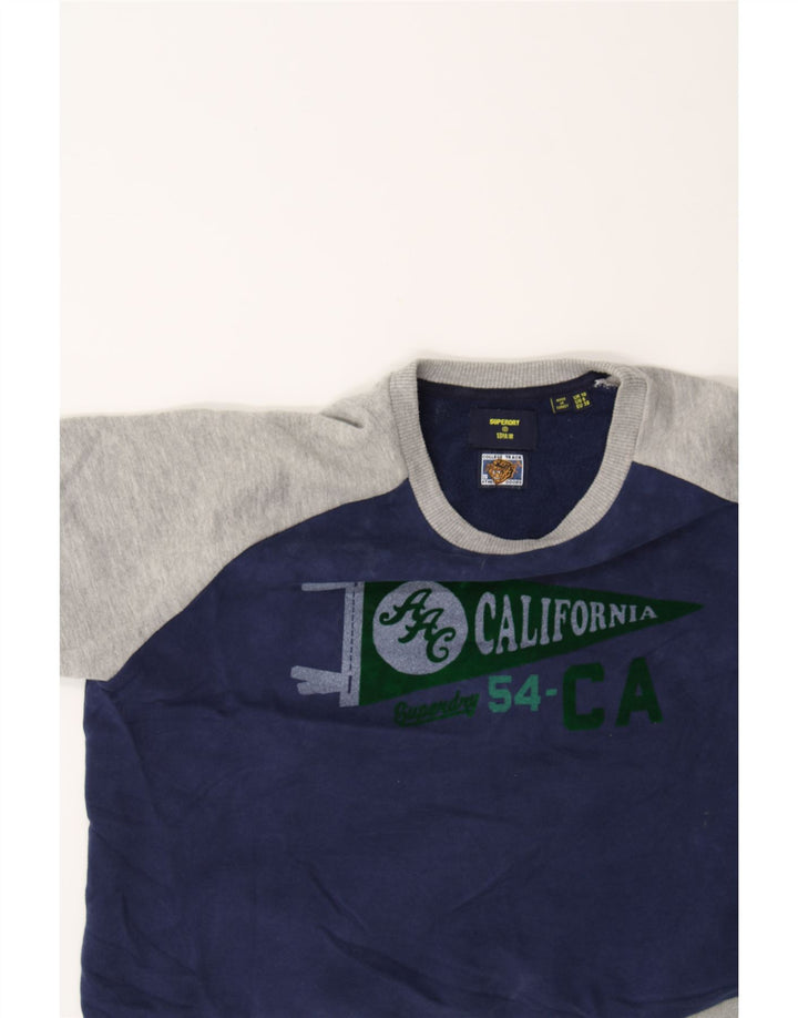 SUPERDRY Womens Oversized Graphic Sweatshirt Jumper UK 10 Small  Navy Blue Vintage Superdry and Second-Hand Superdry from Messina Hembry 