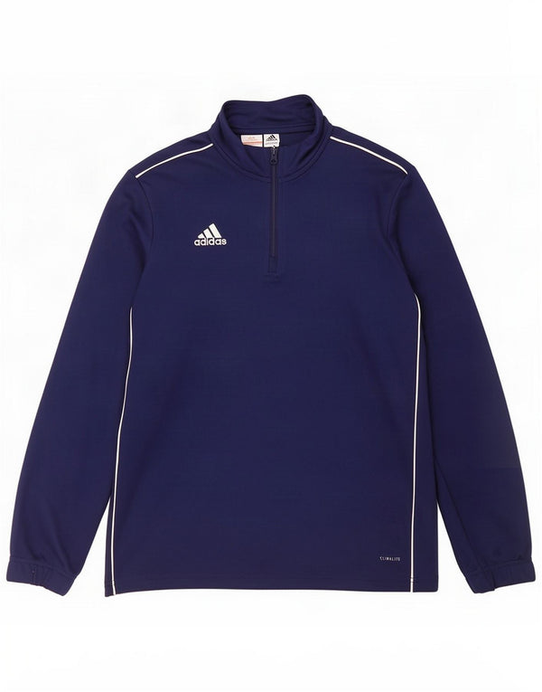 Adidas Boys Climalite Zip Neck Pullover Tracksuit Top 11-12 Years Navy Blue
