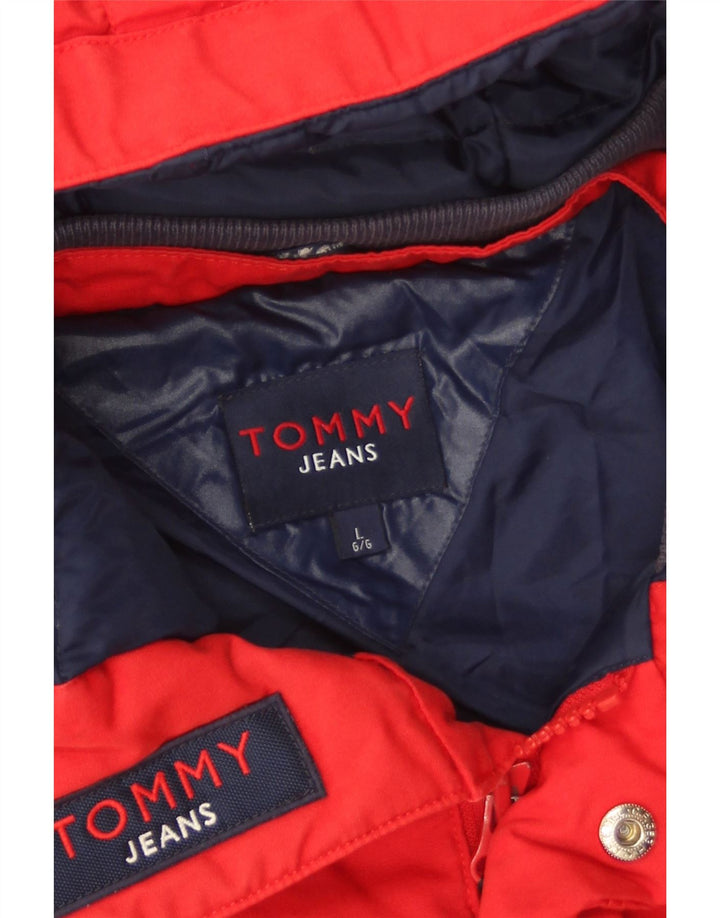 Tommy Hilfiger Mens Hooded Padded Jacket UK 40 Large Red Polyester