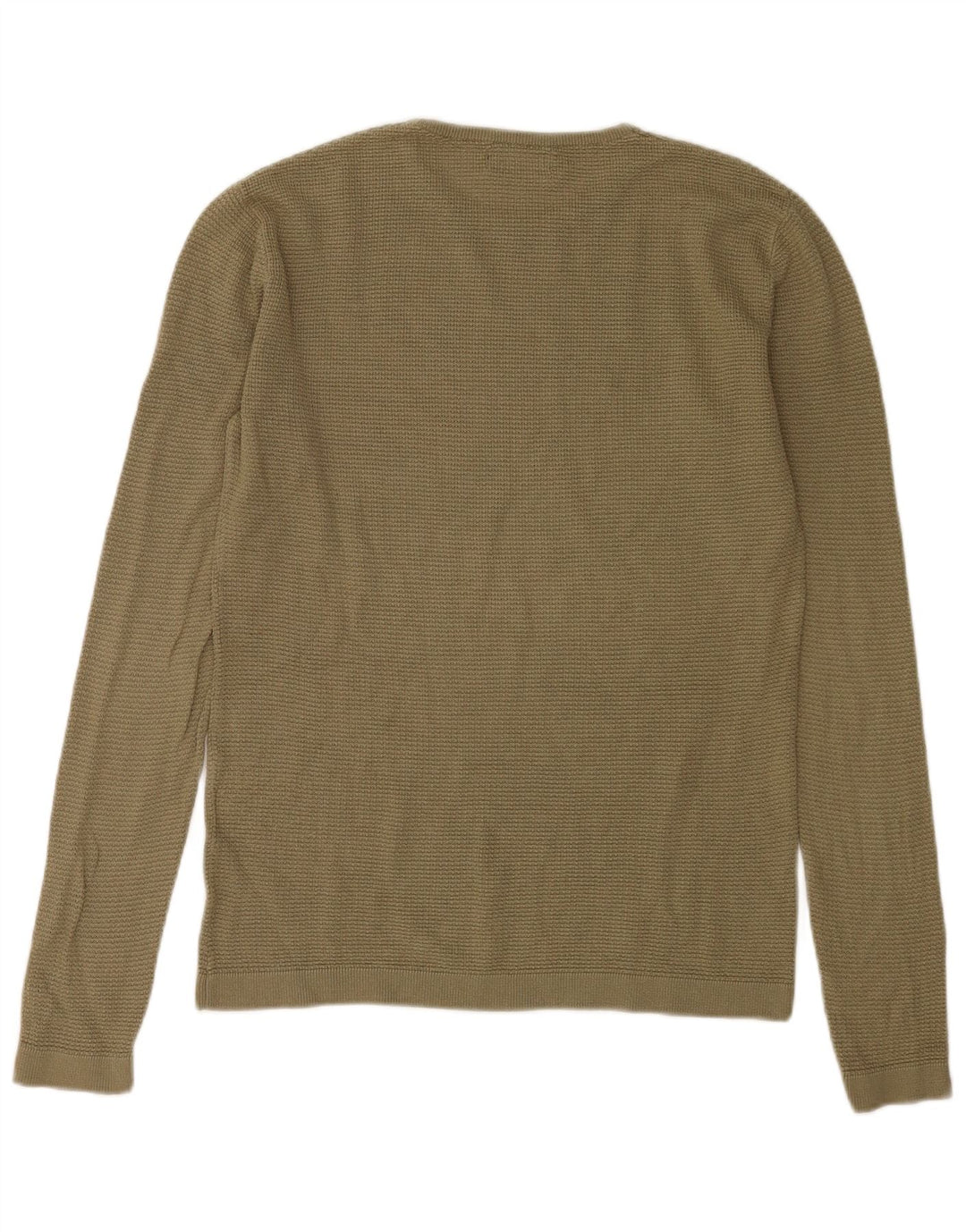 Zara Mens Crew Neck Jumper Sweater Medium Khaki