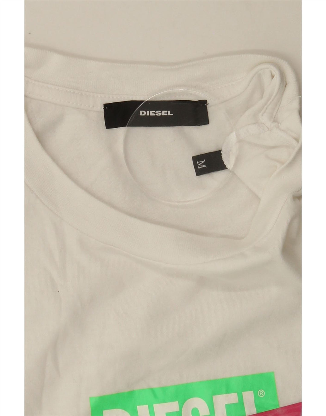 DIESEL Womens Graphic T-Shirt Top UK 12 Medium White Vintage Diesel and Second-Hand Diesel from Messina Hembry 