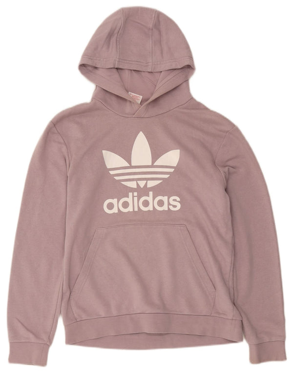 Adidas Boys Graphic Hoodie Jumper 13-14 Years Purple Cotton