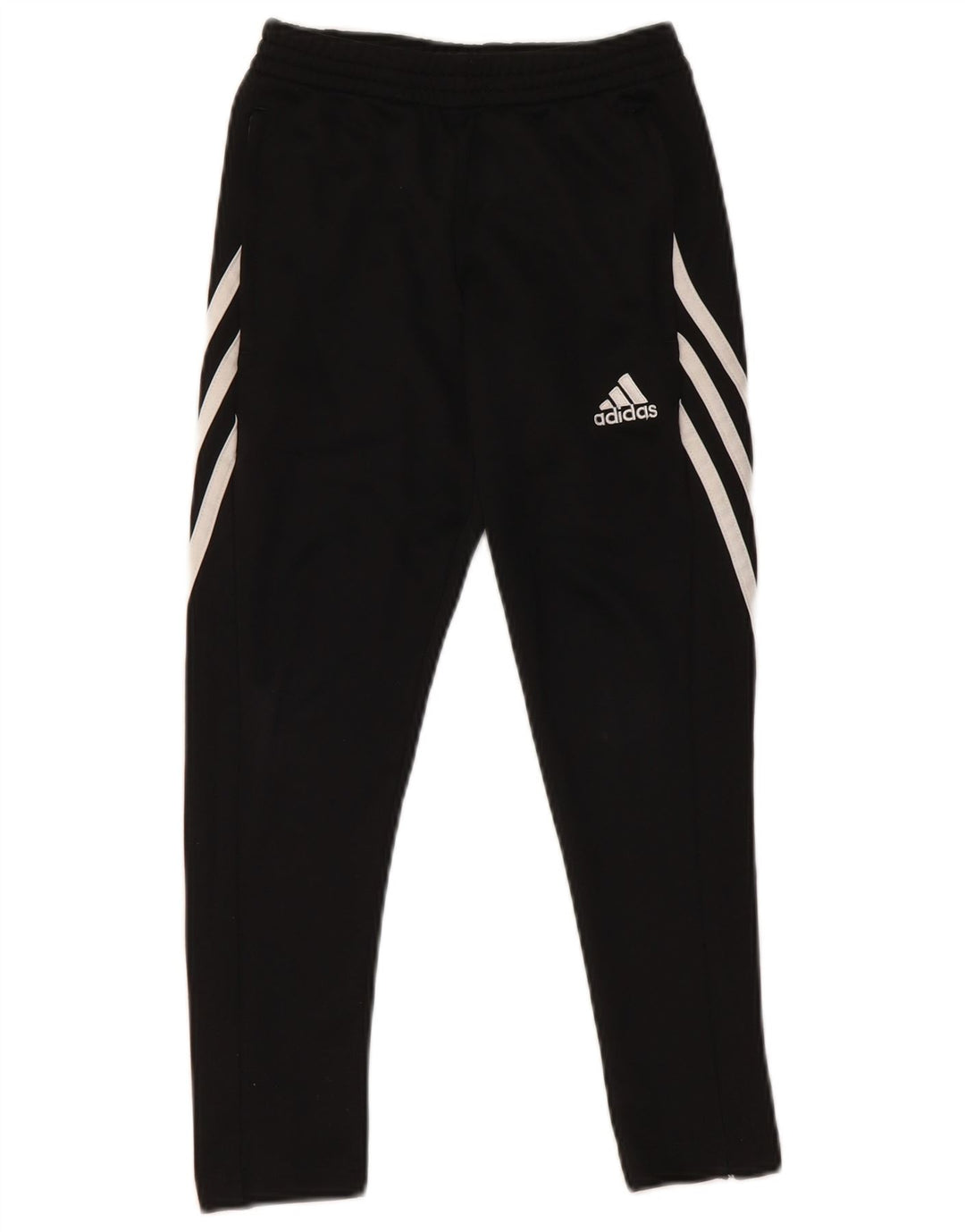 ADIDAS Boys Climalite Tracksuit Trousers 7-8 Years Small Black Polyester