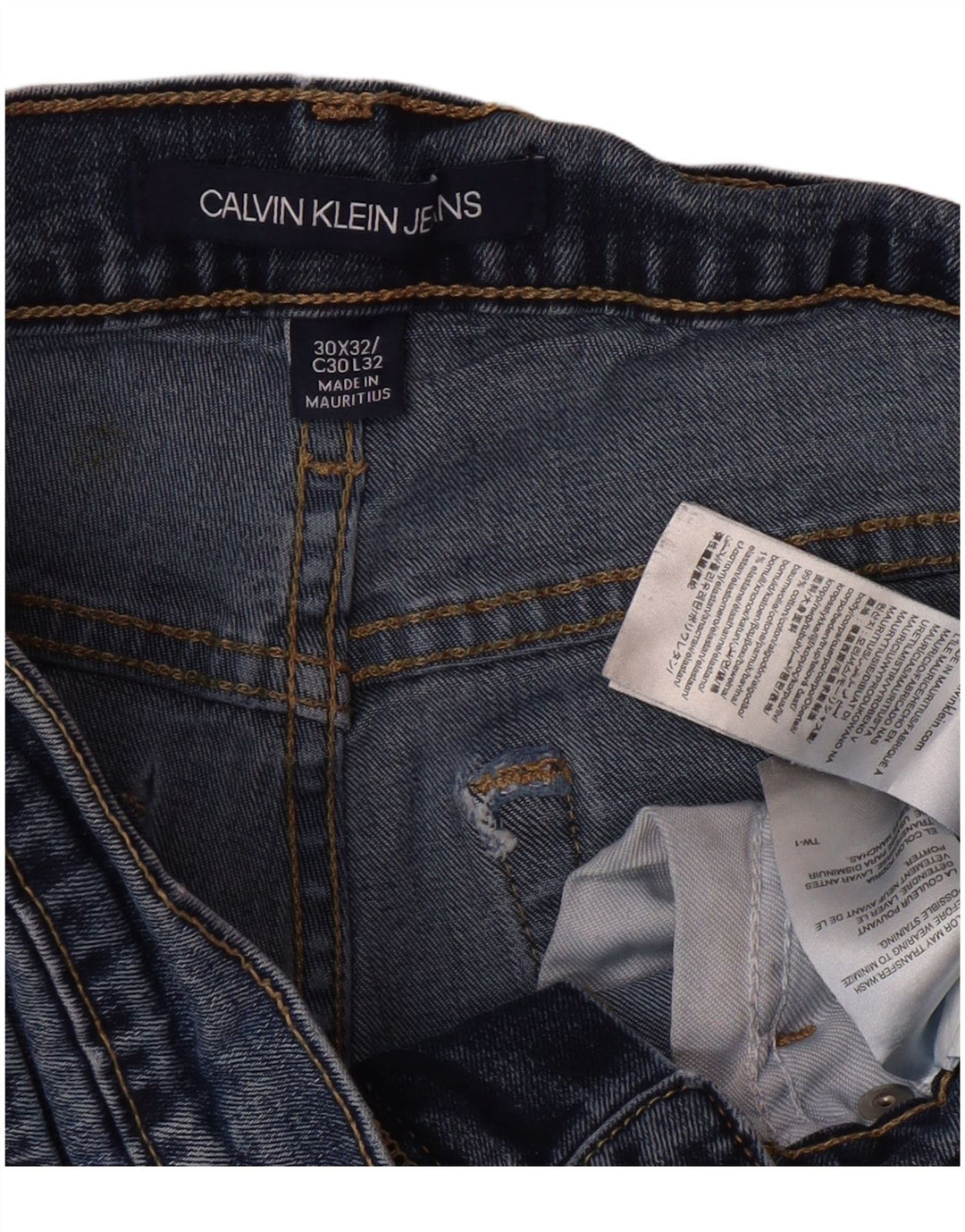 CALVIN KLEIN Mens Slim Jeans W30 L32 Blue Cotton