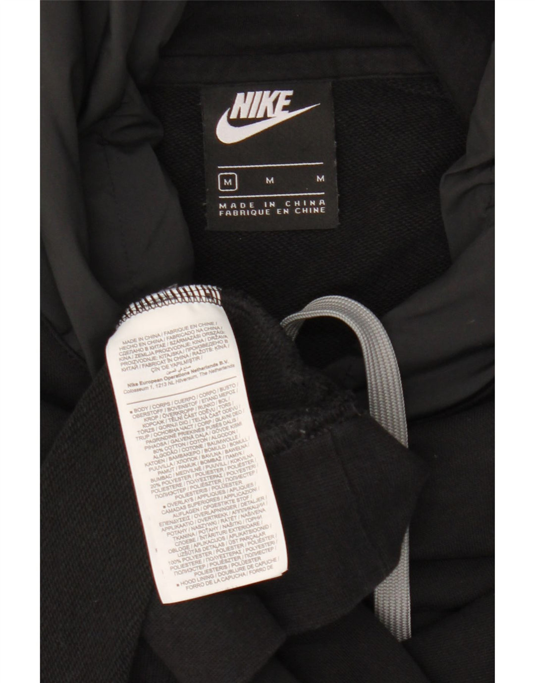 Nike Mens Graphic Hoodie Jumper Medium Black Cotton