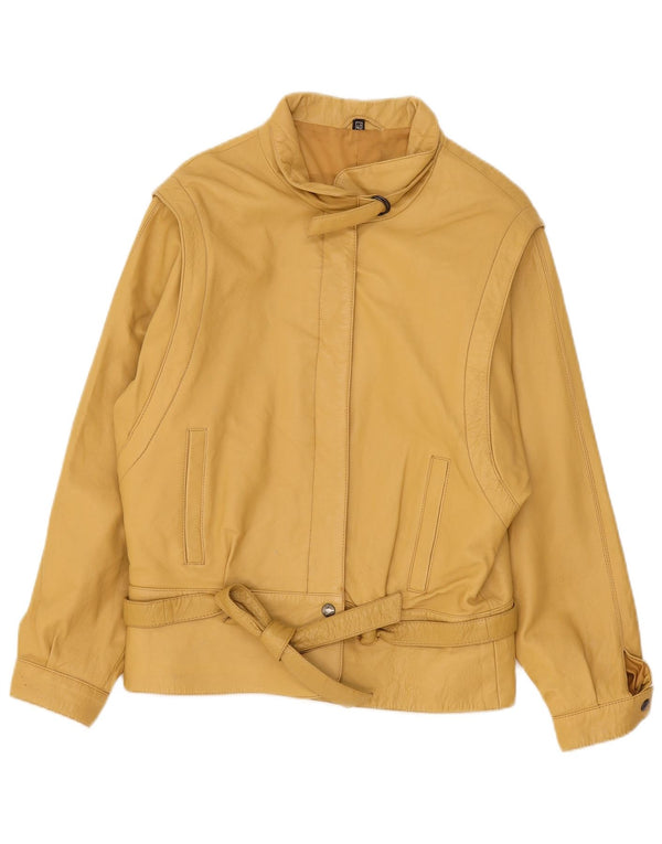 Vintage Womens Leather Jacket EU 40 Medium Yellow Leather