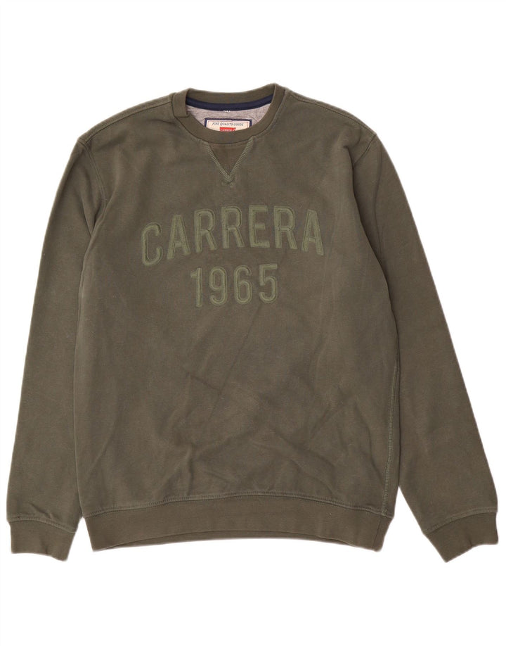 Carrera Mens Graphic Sweatshirt Jumper Small Khaki Cotton