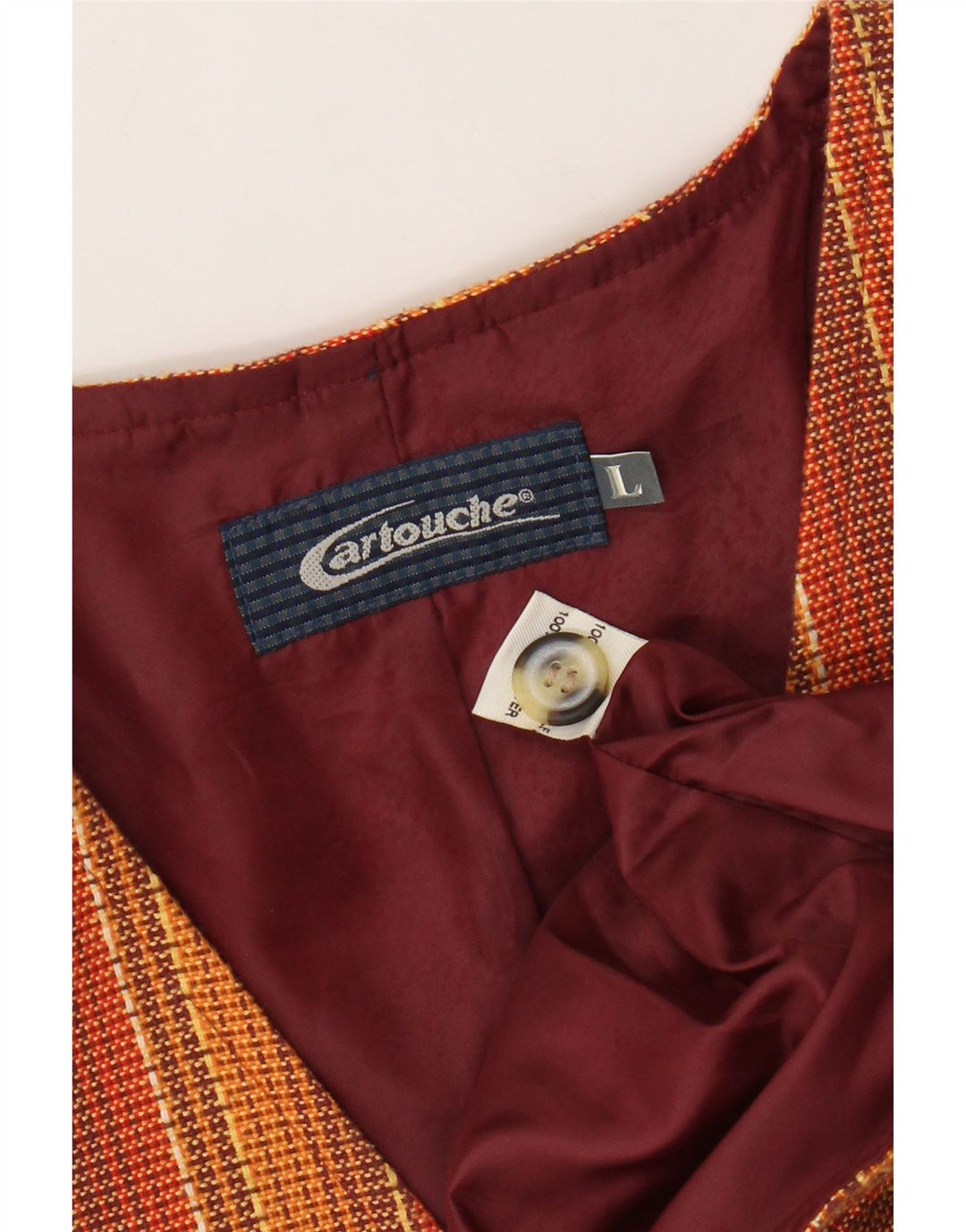 CARTOUCHE Mens Waistcoat Large Orange Striped Wool