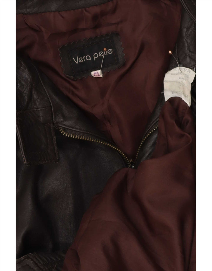 Vintage Mens Leather Jacket IT 62 4XL Black