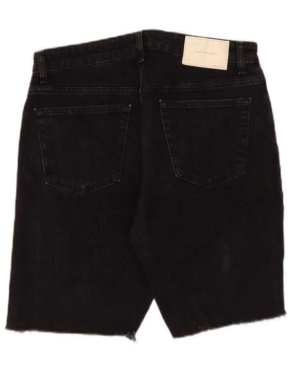 Zara Mens Denim Shorts EU 42 Large W32 Black