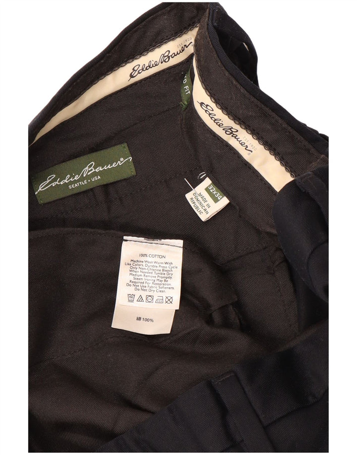 EDDIE BAUER Mens Straight Chino Trousers W32 L34 Black Cotton