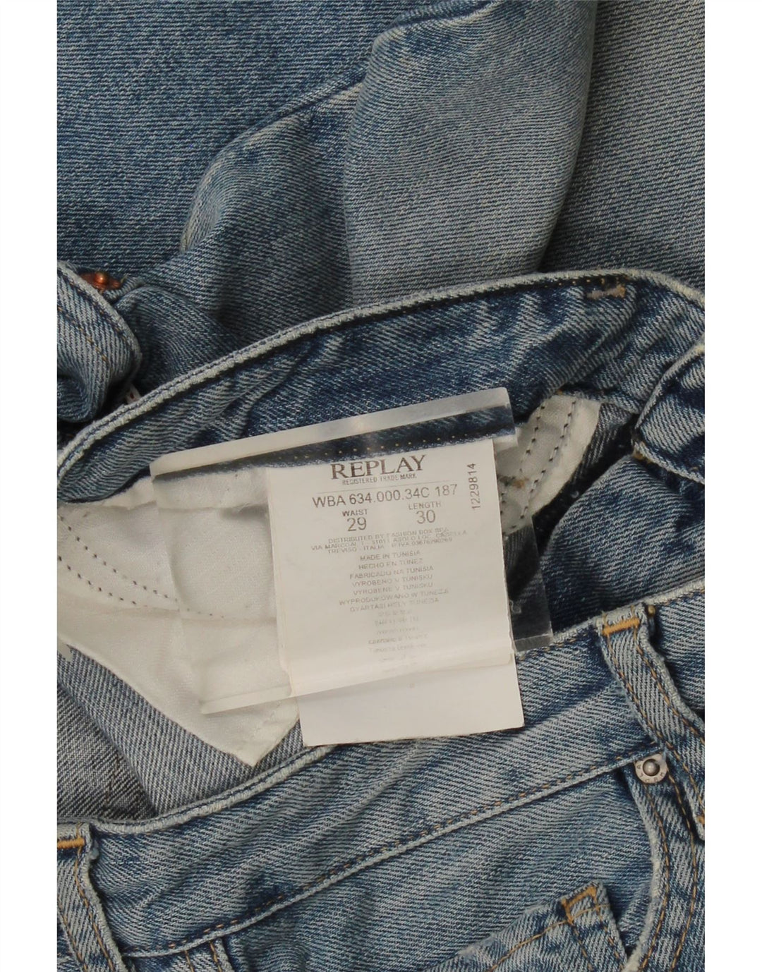 REPLAY Womens Flared Jeans W29 L30 Blue Colourblock Cotton