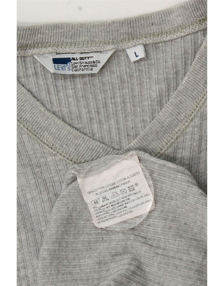 LEVI'S Mens Top Long Sleeve Large Grey Cotton