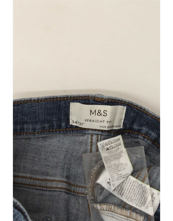 Marks & Spencer Mens Straight Jeans W34 L31 Blue Cotton
