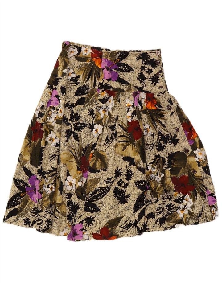 Vintage Womens A-Line Skirt W26 Small Beige Floral