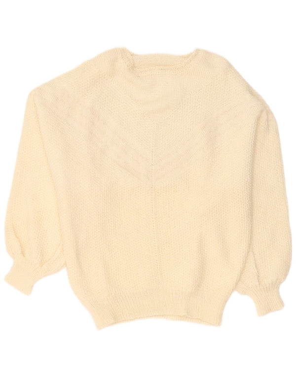 Vintage Womens Boat Neck Jumper Sweater UK 16 Large Off White