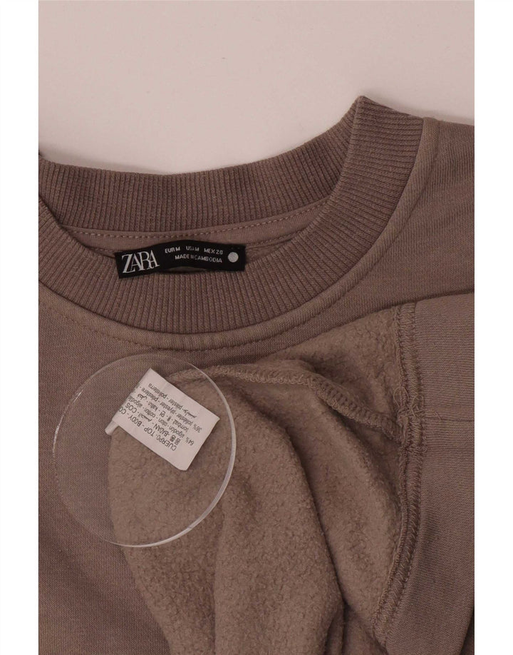 Zara Womens Sweatshirt Jumper UK 14 Medium Grey Cotton