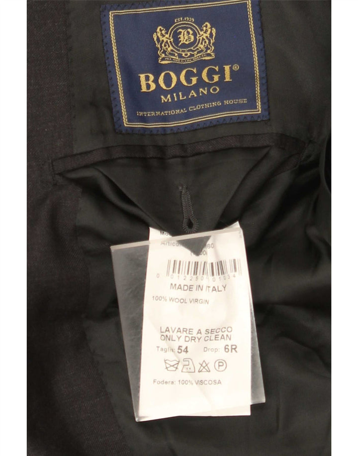 Boggi Milano Mens 3 Button Blazer Jacket IT 54 2XL Grey Wool