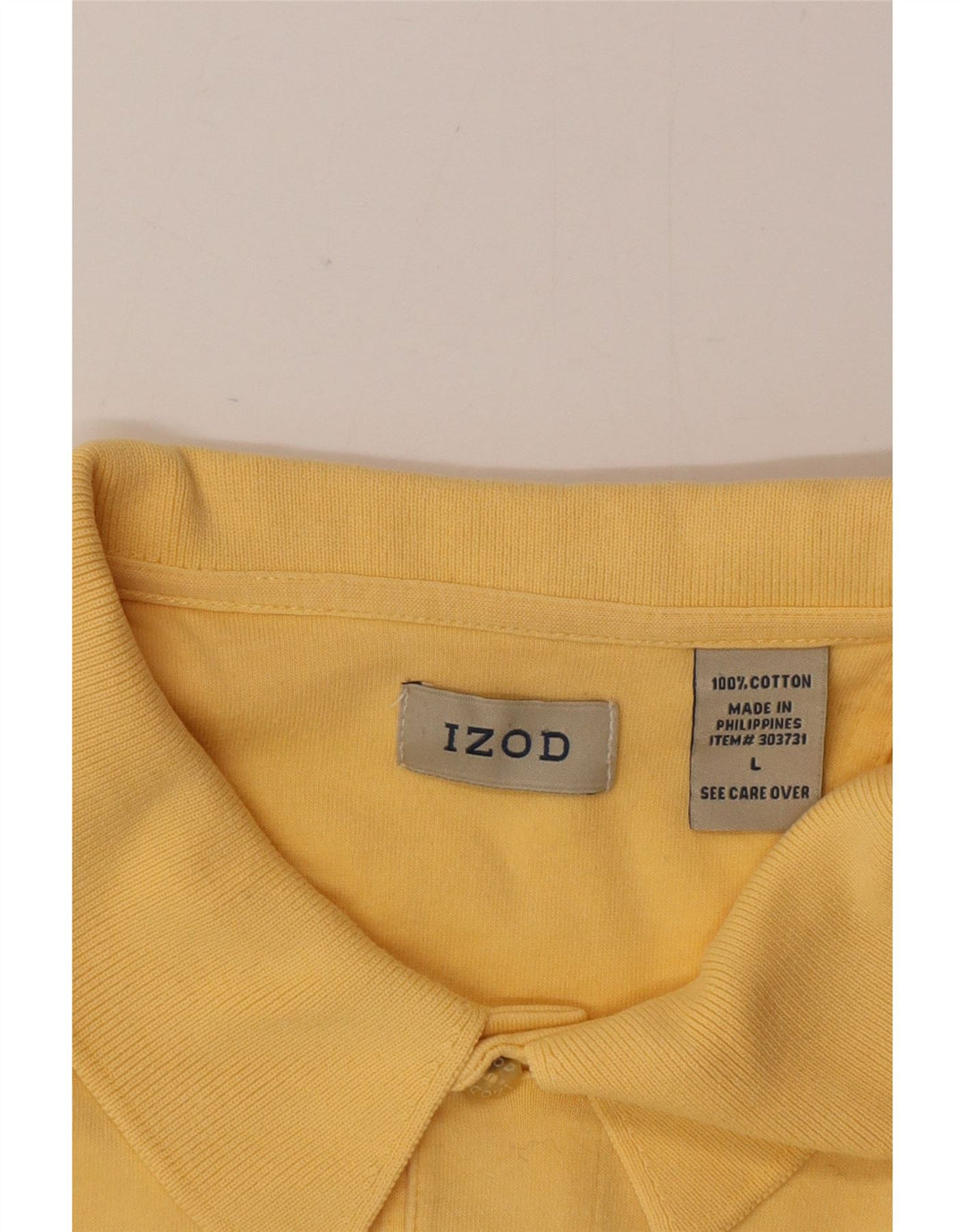 Izod Mens Polo Shirt Large Yellow Cotton
