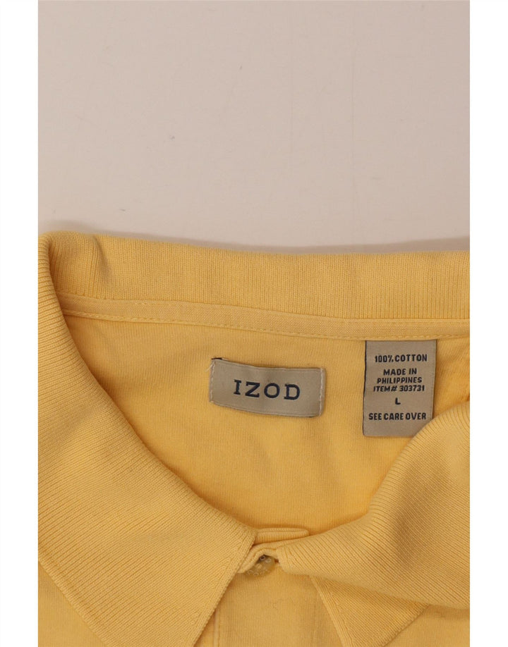 Izod Mens Polo Shirt Large Yellow Cotton