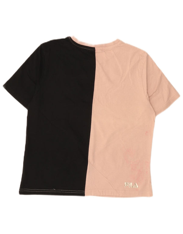 FILA Womens Graphic T-Shirt Top UK 10 Small Pink Colourblock Cotton