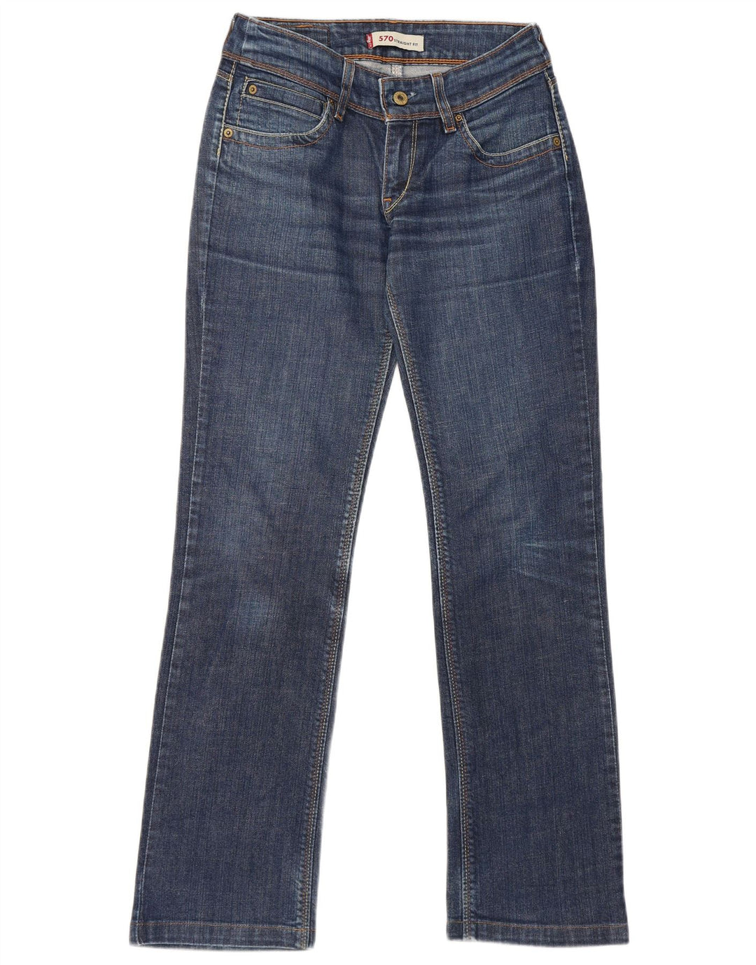 Levi's Womens 570 Straight Jeans W29 L30 Blue Cotton
