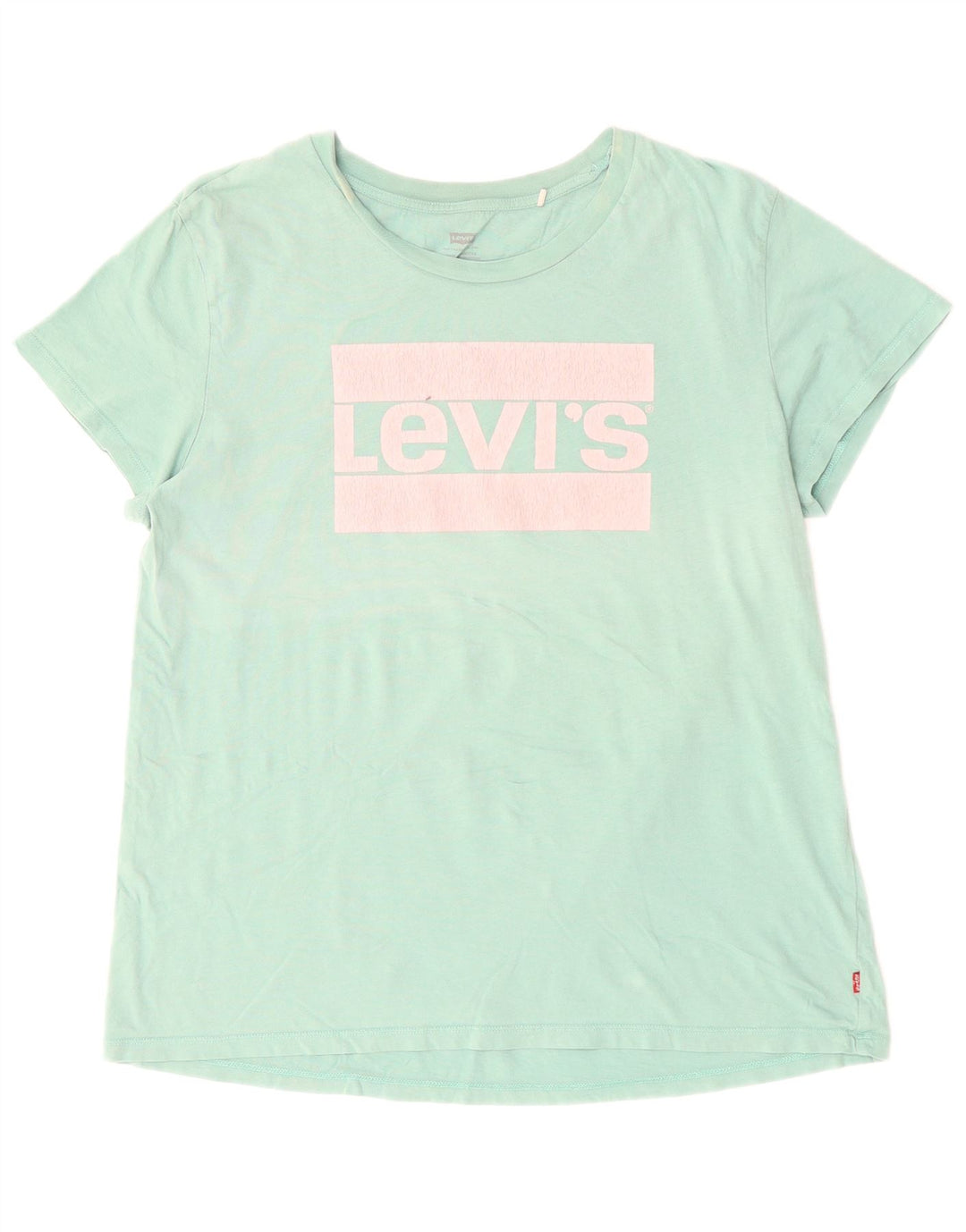 LEVI'S Womens Graphic T-Shirt Top UK 16 Large Turquoise Cotton