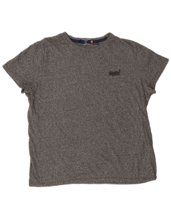 Superdry Womens T-Shirt Top UK 20 2XL Grey Flecked Cotton