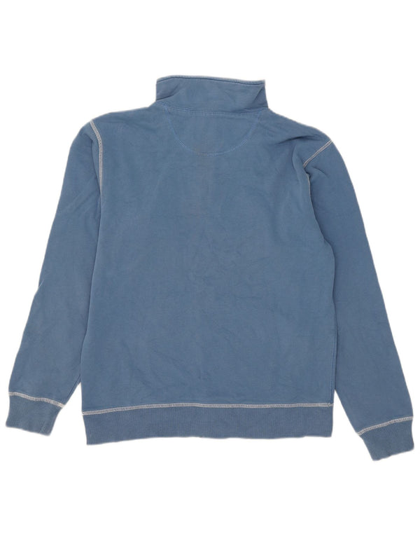 Champion Womens Zip Neck Sweatshirt Jumper UK 14 Medium Blue Cotton