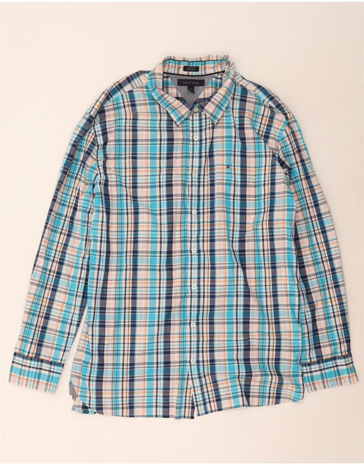 Tommy Hilfiger Mens Tall Shirt 2XL Blue Check Cotton