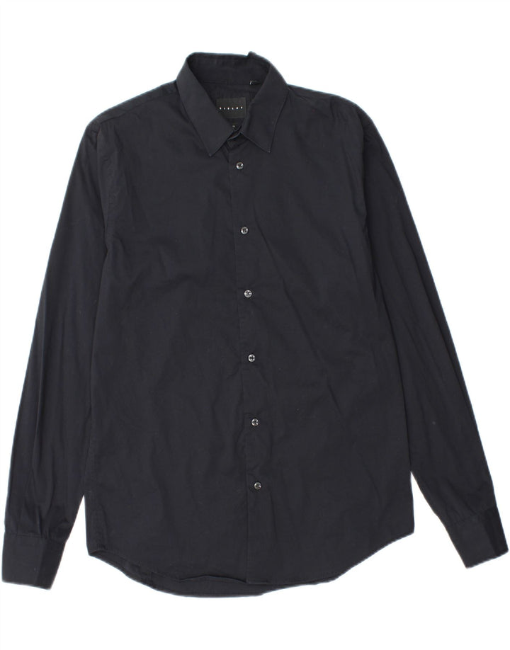 SISLEY Mens Slim Fit Shirt Size 40 15 3/4 Medium Black Vintage Sisley and Second-Hand Sisley from Messina Hembry 