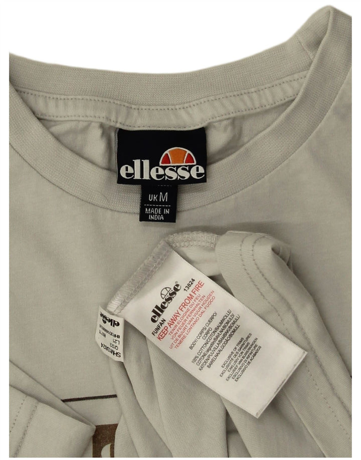 ELLESSE Mens Graphic T-Shirt Top Medium Grey Cotton