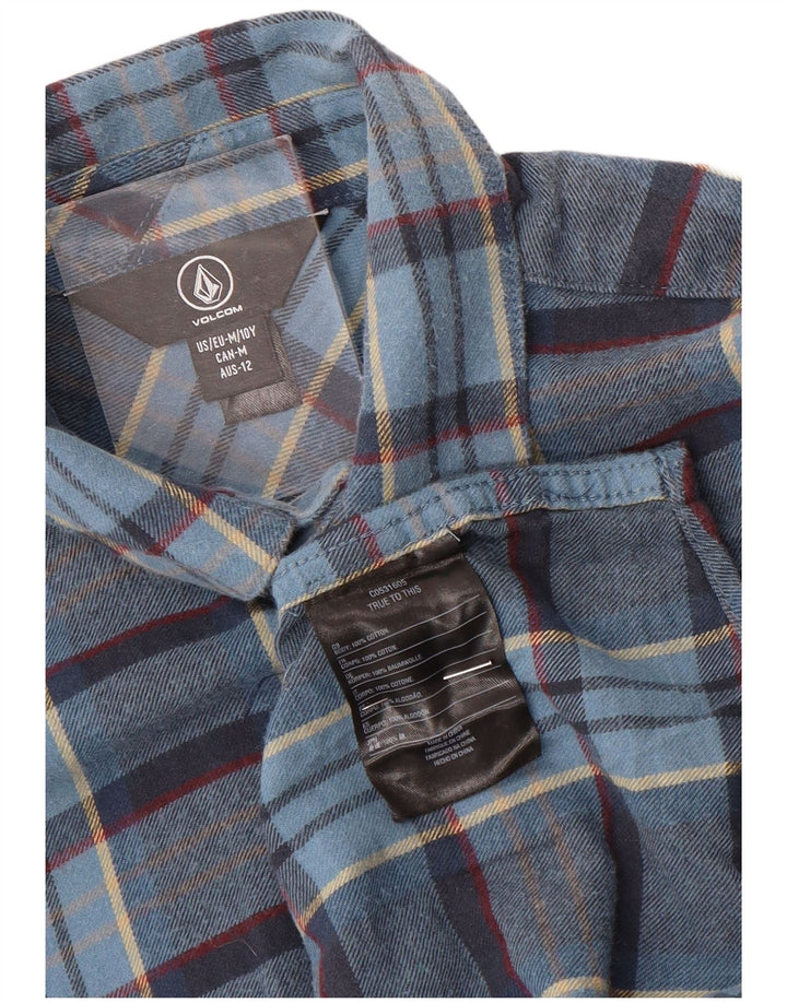 Volcom Boys Flannel Shirt 9-10 Years Blue Check Cotton