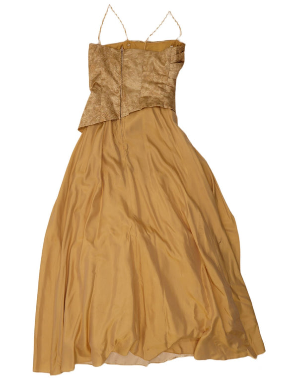 Yve London Womens Sleeveless Maxi Dress UK 8 Small Gold Floral