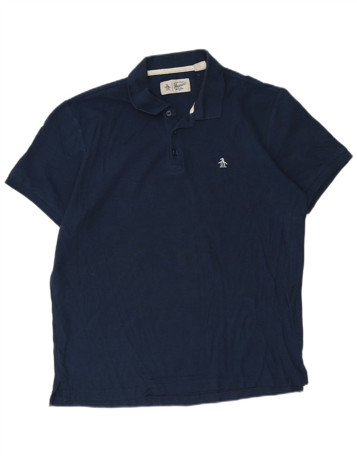 PENGUIN Mens Polo Shirt Medium Navy Blue Cotton