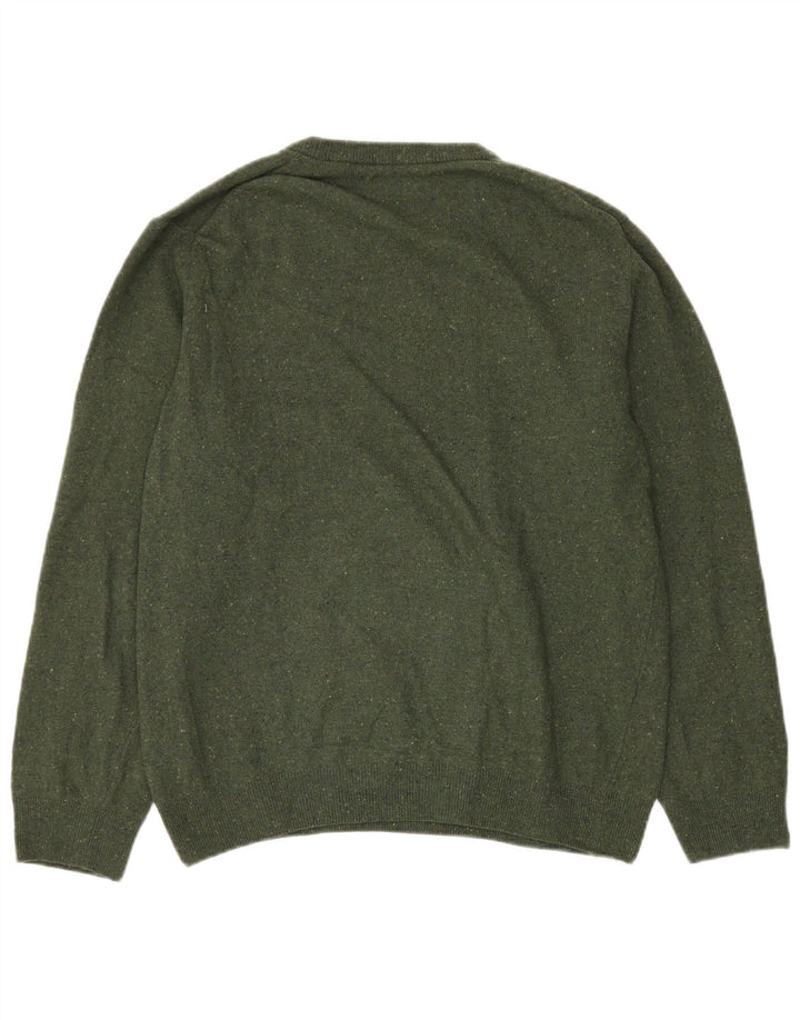 GANT Womens Crew Neck Jumper Sweater UK 16 Large Green Flecked Wool